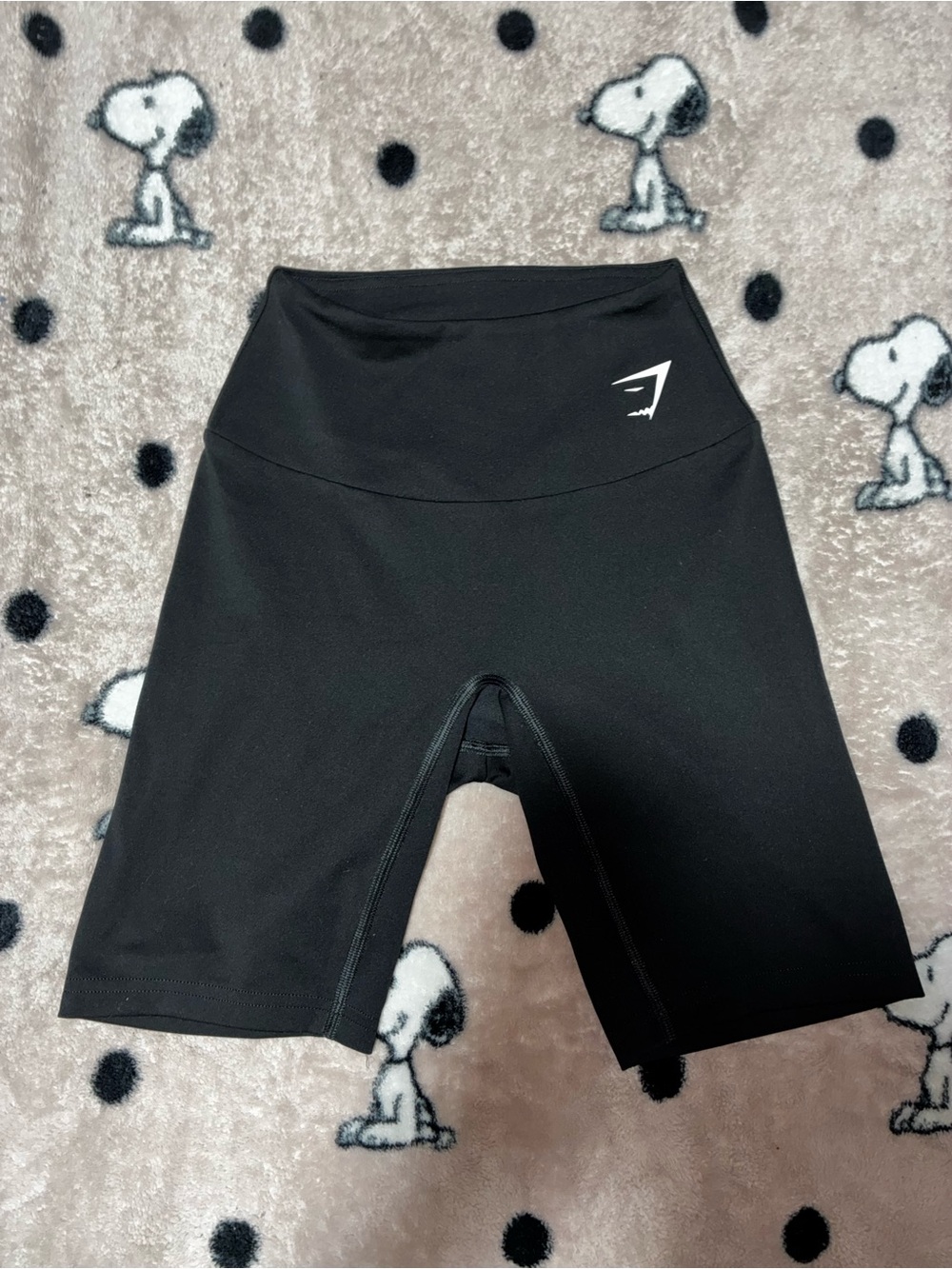 Gymshark Black High-Rise Bike Shorts with White Logo